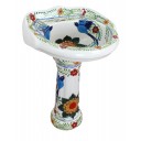 Mexican Talavera Pedestal Sink Roman Style Hummingbirds 2
